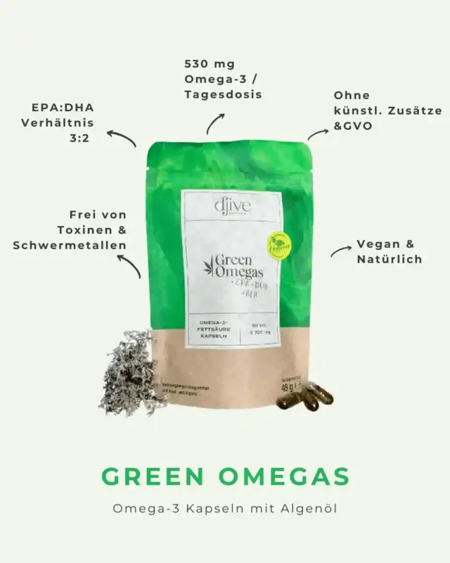 Infografik Vorteile von Omega 3 Kapseln GREEN OMEGAS